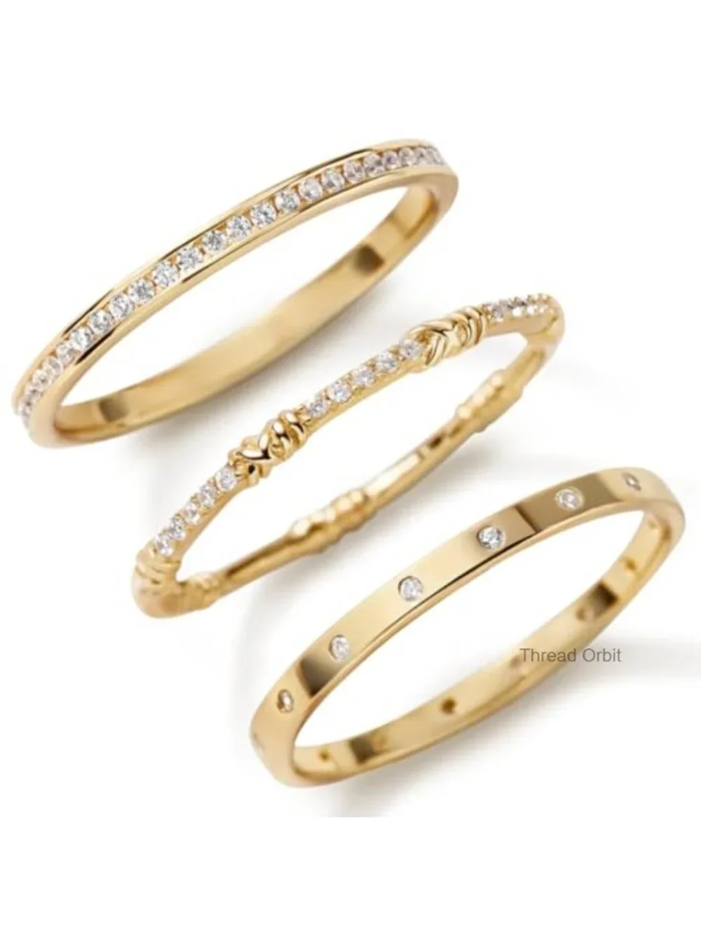 14K Gold Filled Dainty Stacking Rings Set - 3 Pack Thin Gold Band